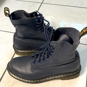 Dr. Martens 1460 Virginia Leather Lace Up Combat Boots Navy Blue Size 8